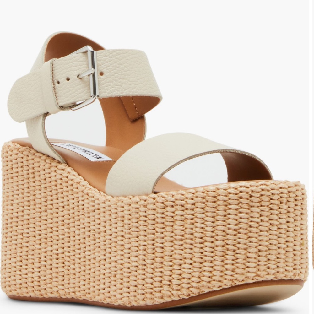 Steve Madden Tan and Cream Wedge Sandals